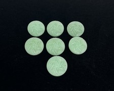 (7) NOS Small Green Czech Uranium Glass Shank Round Buttons VTG Glows picture