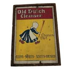 Vintage Old Dutch Cleanser Sign Wooden Hand Painted Laundry Room Decor picture
