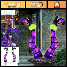 Juegoal Set of 2 Halloween Lighted Wicked Purple Witch Legs with Stakes, 22