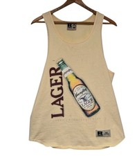 Vintage 1980's Yuengling Brewery Tank Top Mens Medium Yellow Beer Bottle READ picture