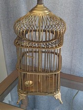 RARE Currey And Company, Vintage BRASS Large BIRD CAGE LAMP W/ Swinging perches picture
