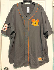 Disney Mickey Mouse Halloween Gray Button-Up Baseball Jersey Shirt 3XL picture