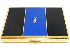 YSL Yves Saint Laurent Large Cigarette Case Card Holder Vintage Rare Blue Black picture