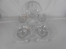 VTG 1950's Federal Glass Set of 4 Shrimp Cocktail Set Shell Shape + Divided Dish picture