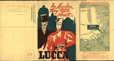 San Francisco Lucca Restaurant 3 PANEL FOLD OPEN MENU & MAP c1940 Postcard picture