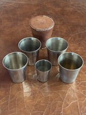 Woodward & Lothrop Cased Shot Glass Set Antique Chrome picture