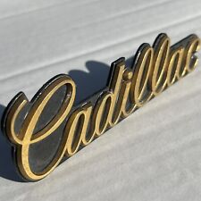 OEM Cadillac Front Grill Emblem Metal Name Badge Gold Black Original 1624421 picture