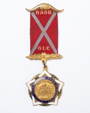 1902 Royal Antediluvian Order of Buffaloes Ribbon Medallion India GLE Buffs picture