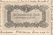 Vintage Dutch 100 Gulden Money Postcard 1901 Banknote The Hague to Paris 1902 picture