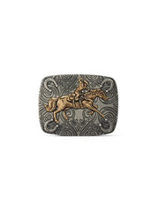 Tecovas Cowboy Horseshoe Belt Buckle Antique Nickel Brass Western Men's picture