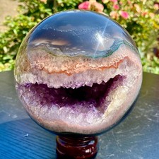 5.5LB Polished Purple Amethyst Agate Sphere Gemstone Crystal Ball Reiki M picture