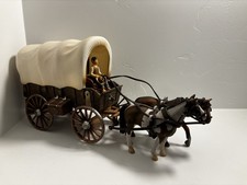 Schleich 42024 Covered Wagon Driver Horses & Harness Set Retired Wild West 2006 picture