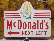 VINTAGE MCDONALD'S PORCELAIN SIGN RARE OLD FAST FOOD RESTAURANT BURGER FRIES picture