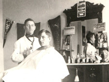 RPPC Barbershop Interior Real Photo Postcard picture