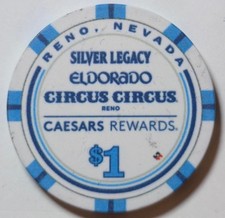 $1 Silver Legacy - Eldorado - Circus Circus - Reno Nevada House Chip New Release picture