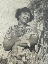 1940s African American Woman Holding Puppy Photo Dog Snapshot picture
