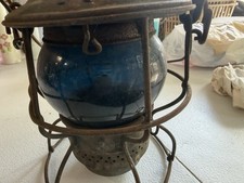 Vintage N&W Ry Railroad Lantern – Norfolk & Western – Blue Glass Globe – Antique picture