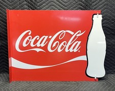 Vintage Coca-Cola Aluminum Flange Sign with Bottle Cut-Out (23.75 x 25.5) picture
