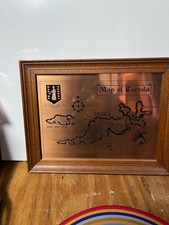 Vintage Metalcraft Copper Etching Map of Tortola British Virgin Islands Framed W picture