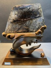 3.6LB TOP Natural Black Rutilated Quartz Crystal Mineral specimens Decor+stand picture