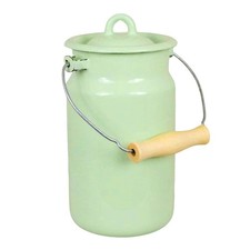Novomoskovsk Green Enamel Milk Can Rustic Vintage Style Milk Pail 2.1 qt Бидон picture