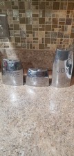 Vintage Polished Aluminim JOY,PEACE AND LOVE candle Holders Set Of 3 picture