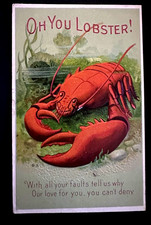 Rare~Oh You ~Lobster Antique Anthropomorphic Embossed Fantasy Postcard~r729 picture