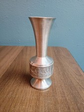 Vintage Sealandia Norway Pewter Vase Mid Century Nautical Fishing Ship Relief picture