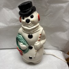 Estate Find | Vintage Empire Plastic Blow Mold Christmas 13” Snowman Light 1968 picture