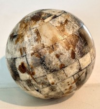 Vintage Antique inlaid Bone Bovine carpet ball picture