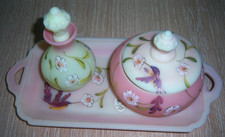 FENTON 5 PC.  Ltd. Ed. BURMESE DRESSER (VANITY) SET HUMMINGBIRD c. 2005 picture