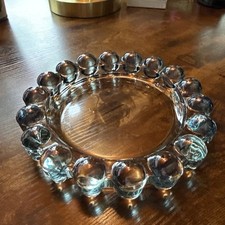 VTG 1950s Anchor Hocking Nova Blue Boopie Bubble Glass Ashtray Trinket Dish picture