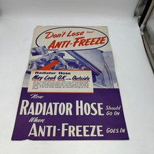 Vintage 1940s 1950s Radiator Hose Anti-Freeze Auto Service Poster 12x18 picture