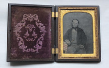 Antique Ambrotype Portrait Photograph Embossed Bakelite Folding Frame Victorian picture