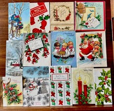 Lot of 13 Vintage MCM Holiday/Christmas Cards 1940s/1950s/1960s USED picture