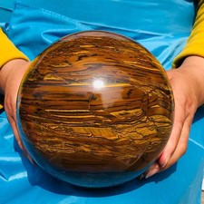 9.68LB Natural Tiger's Eye Ball Quartz Crystal Sphere Gem Specimen Healing picture