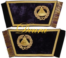 Masonic Regalia Grand Master Cuff Pair Set Hand Made With Bullion Wire  picture