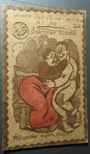 1907 ANTIQUE LEATHER POSTCARD SHAKESPEARE MIDSUMMER NIGHTS DREAM ALLEGANY, PA  picture