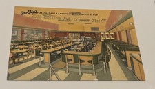 MIAMI BEACH, FLORIDA POSTCARD Wolfie's Restaurant & Sandwich   Art Deco 1952 picture
