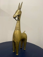 Vintage MCM Brass Donkey Horse Sculpture 20” Tall Heavy 7.4 lb Figurine picture