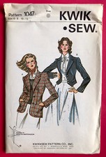 Rare Sealed UNCUT Kwik Sew 1047 Misses Blazer Jacket 6 8 10 12 Sewing Pattern  picture