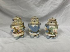 VTG Ceramic Baby Face Angel Christmas Ornament 3.5” Set Of 3 Hard To Find - D10 picture