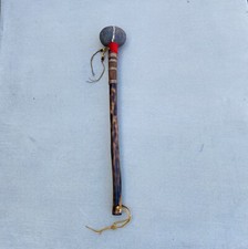 Native American Handmade Stone War Club Tomahawk Hatchet  Wood Leather Beaded picture