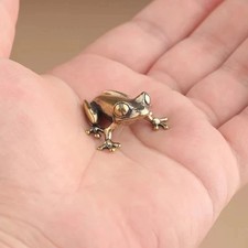 Brass Frog Figurine Small Animal Statue Table Office Home Decoration Toy Gifts picture
