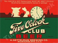 Five O'Clock Club Beer Label 9