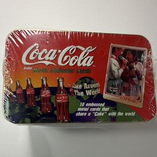Coca-Cola Coke Around the World 10 Metal Collector Cards Tin Sealed Vintage picture