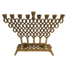 Vintage Meir Cohen Brass Menorah made in Israel Hanukkah Brutalist Style 7