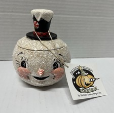 New Johanna Parker Candy Stripe Pete Snowman Flake 4.5” Container Christmas picture