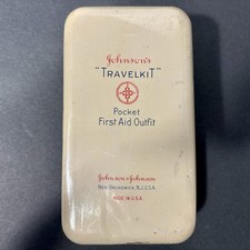 Vintage Johnson’s Travelkit Pocket First Aid Outfit 1940 USA Tin Case picture