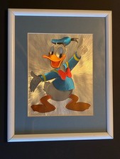 Vintage Walt Disney Productions Donald Duck Holographic Foil Art Print Framed picture